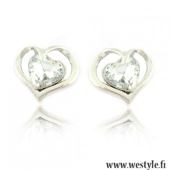 <p>Kauniin klassiset sydänmuotoiset korvakorut, jossa on valkoiset keinotekoiset timantit.</p>